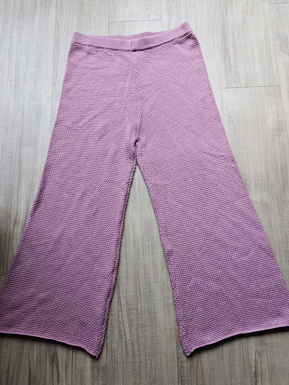 Wide-Leg Knit Pants in Mauve Pink SIZE M
